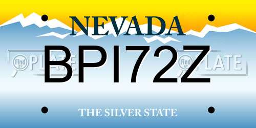 BPI72Z Nevada License Plate