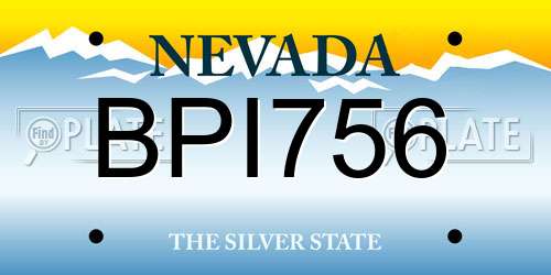 BPI756 Nevada License Plate