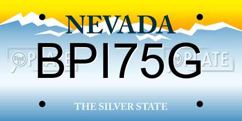 BPI75G Nevada License Plate