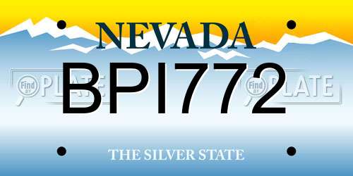 BPI772 Nevada License Plate