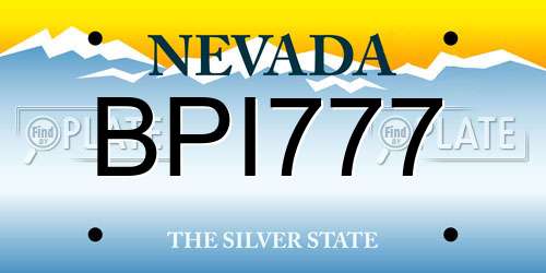 BPI777 Nevada License Plate