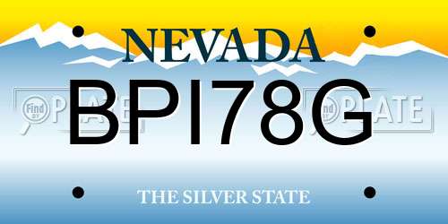 BPI78G Nevada License Plate