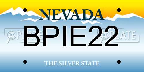 BPIE22 Nevada License Plate