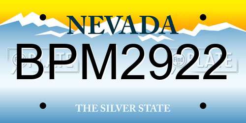 BPM2922 Nevada License Plate