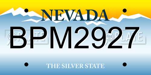 BPM2927 Nevada License Plate