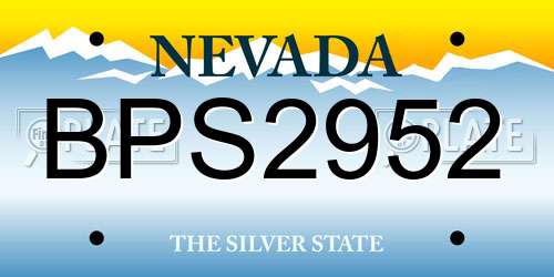 BPS2952 Nevada License Plate