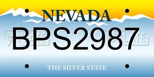 BPS2987 Nevada License Plate
