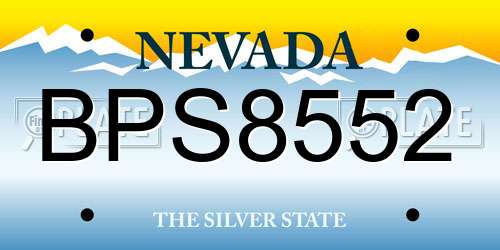 BPS8552 Nevada License Plate