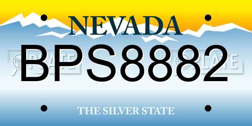BPS8882 Nevada License Plate