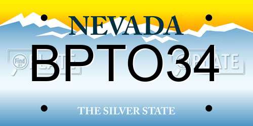 BPTO34 Nevada License Plate