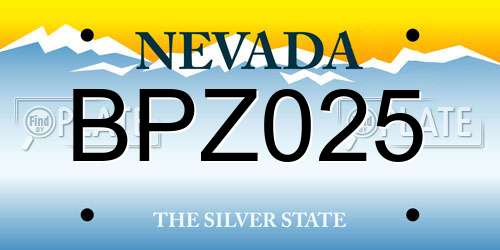 BPZ025 Nevada License Plate