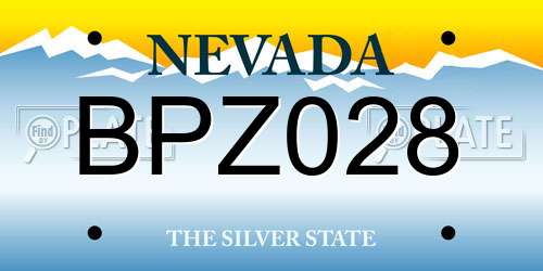 BPZ028 Nevada License Plate