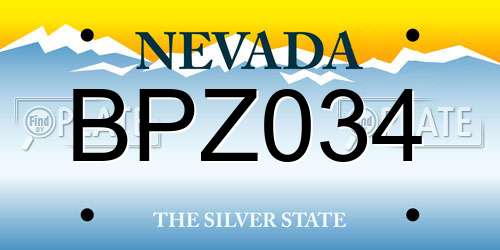 BPZ034 Nevada License Plate