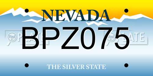 BPZ075 Nevada License Plate