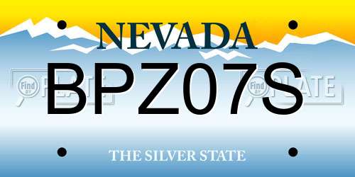 BPZ07S Nevada License Plate