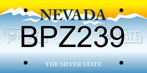 BPZ239 Nevada License Plate