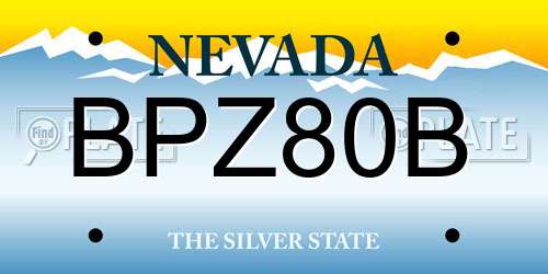 BPZ80B Nevada License Plate