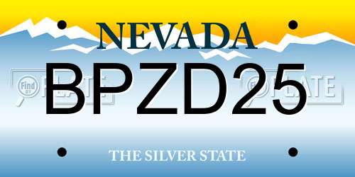 BPZD25 Nevada License Plate