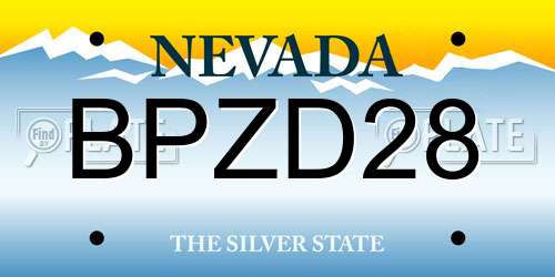 BPZD28 Nevada License Plate
