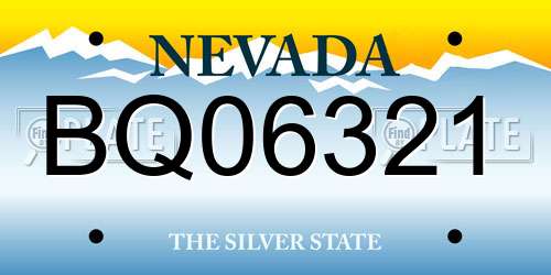 BQ06321 Nevada License Plate