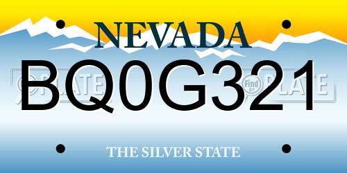 BQ0G321 Nevada License Plate