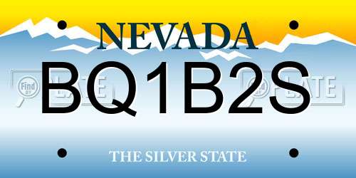 BQ1B2S Nevada License Plate