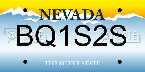 BQ1S2S Nevada License Plate