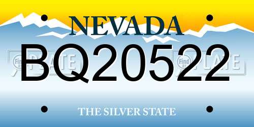 BQ20522 Nevada License Plate
