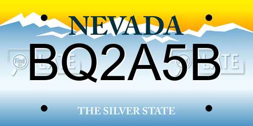 BQ2A5B Nevada License Plate