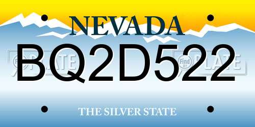 BQ2D522 Nevada License Plate