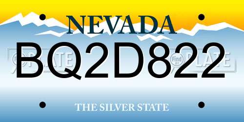 BQ2D822 Nevada License Plate