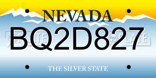 BQ2D827 Nevada License Plate