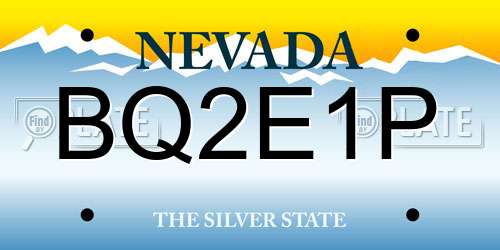 BQ2E1P Nevada License Plate