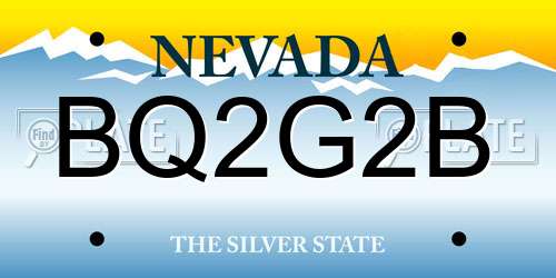 BQ2G2B Nevada License Plate