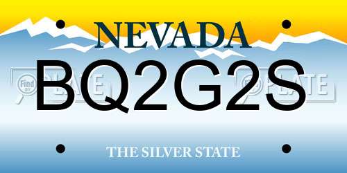 BQ2G2S Nevada License Plate