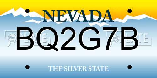 BQ2G7B Nevada License Plate