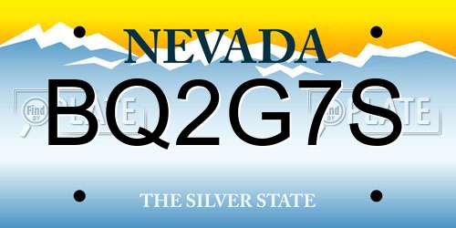 BQ2G7S Nevada License Plate