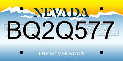 BQ2Q577 Nevada License Plate