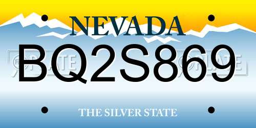 BQ2S869 Nevada License Plate