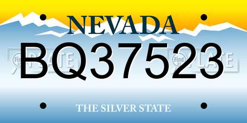 BQ37523 Nevada License Plate