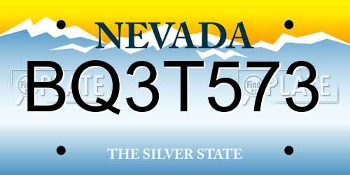 BQ3T573 Nevada License Plate