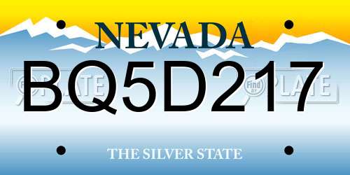BQ5D217 Nevada License Plate