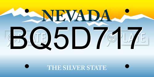 BQ5D717 Nevada License Plate