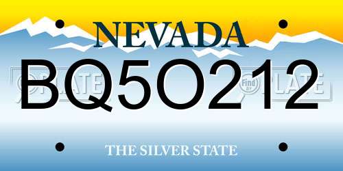 BQ5O212 Nevada License Plate