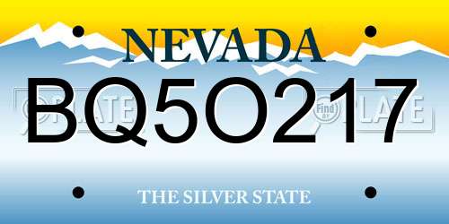 BQ5O217 Nevada License Plate