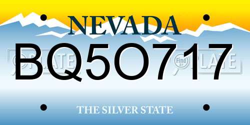 BQ5O717 Nevada License Plate