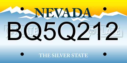 BQ5Q212 Nevada License Plate