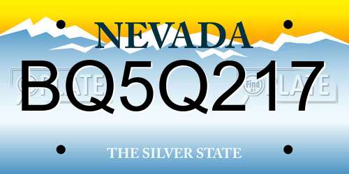BQ5Q217 Nevada License Plate