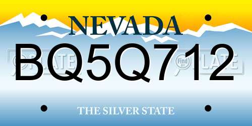 BQ5Q712 Nevada License Plate