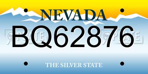 BQ62876 Nevada License Plate